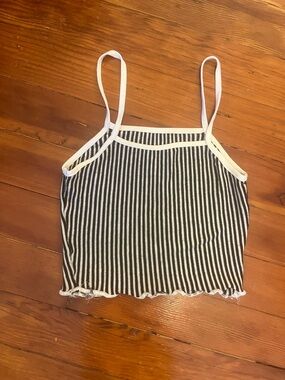 Striped Black & White Ribbed Crop Top